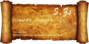 Simonfi Zsanett névjegykártya